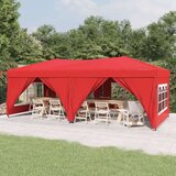  Sklopivi šator za zabave s bočnim zidovima 3 x 6 m Crvena | shoptok.hr