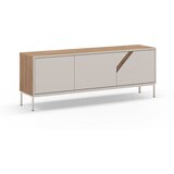 Marckeric Kremno bela/naravna komoda v hrastovem dekorju 150x55x35 cm Lilou – | Shoptok.si