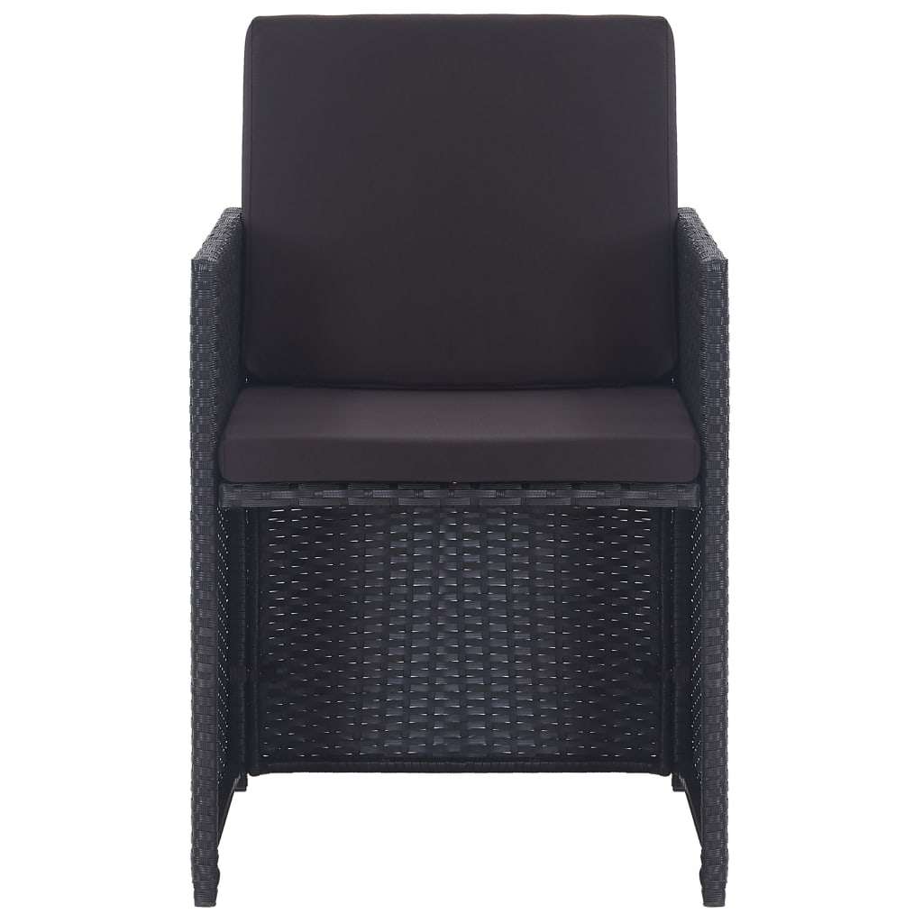  Vrtna garnitura - 13-dijelni vrtni blagovaonski set od poliratana s jastucima crni - Crna Dužina stola 225 cm 12x fotelja + stol | shoptok.hr