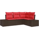 vidaXL Vrtna sedežna garnitura z blazino 4 pcs Rjava in rdeča, (5000022334) | Shoptok.si