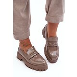 Boto Lacquered Loafers on Flat Heel Beige Jannah | Shoptok.si