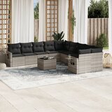vidaXL 11-dijelni set vrtnih sofa poliratan s jastucima svijetlosivi Cijene