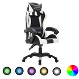  Igraća stolica s RGB LED svjetlima bijelo-crna od umjetne kože Cijene