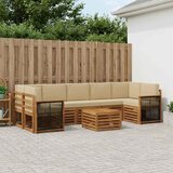  Set vanjskih sofa 8 kom. Prirodna i bež Čvrsto drvo akacije | shoptok.hr