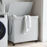 vidaXL Košara za rublje s kotačima bijela 60 x 35 x 60 5 cm od ratana Cijene