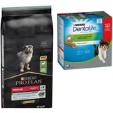 Pro Plan PURINA suha pasja hrana + Dentalife prigrizki gratis! - Medium Puppy jagnjetina & riž OPTIDIGEST (12 kg)