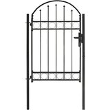 vidaXL vrata za ograjo zaobljena jeklo 100x150 cm črna | Shoptok.si