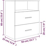  Noćni ormarići 2 kom boja dimljenog hrasta 50 x 32 x 60 cm | shoptok.hr