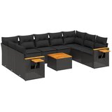  10-dijelni set vrtnih sofa s jastucima crni od poliratana | shoptok.hr