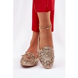 Boto Perforated Ballerinas With Open Heel Gold Navinnia | Shoptok.si