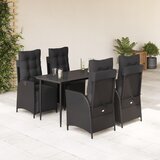 vidaXL 5-dijelni vrtni blagovaonski set s jastucima od poliratana crni | shoptok.hr