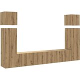 Maison Chic TV omarice - TV enot 8-delna stenski artisan hrast inženirski les, (21699597) | Shoptok.si