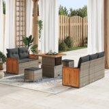  Vrtna sedežna garnitura z blazino 8 pcs Siva Poly ratan, (5000022235) | Shoptok.si