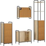  Set ormarića za kupaonicu 4 kom. Hrast sonoma - Hrast sonoma Kupaonski ormarić (1 vrata i 1 polica) + viseći ormarić + kupaonski | shoptok.hr