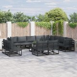 vidaXL Vrtna sedežna garnitura 12 pcs Črna 353 x 283 x 71 cm Aluminij | Shoptok.si