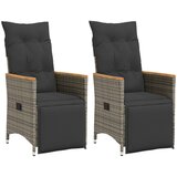  The Living Store Nastavljivi vrtni stoli 2 kosa z blazinami siv poli ratan - Vrtni Naslanjač, (21456674) | Shoptok.si