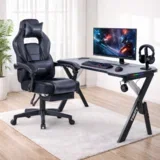 Set Kompjuterska stolica VON Racer 9015 + Gaming Sto GT 20 LED RGB Black White