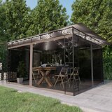  Sjenica s mrežom i LED svjetlima 4 x 3 x 2,73 m smeđe-siva | shoptok.hr