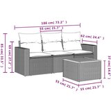  Vrtna garnitura - 4-dijelni set vrtnih sofa od poliratana s jastucima sivi - Siva 1 | shoptok.hr