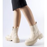 Gemre Beige ankle boots adorned with stitching Castella | Shoptok.si