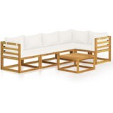  3057656 6 Piece Garden Lounge Set with Cushion Cream Solid Acacia Wood (311853+311857+311859) | shoptok.hr