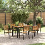  Vrtni set za objed 7 pcs Crna i smeđa poliratan | shoptok.hr