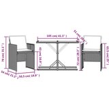  3-dijelni bistro set s jastucima crni od poliratana | shoptok.hr
