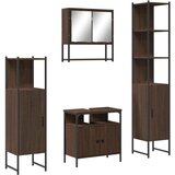  4-dijelni set kupaonskog namještaja boja smeđeg hrasta drveni | shoptok.hr