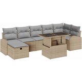 vidaXL Vrtna sedežna garnitura z blazino 8 pcs Bež Poly ratan, (5000145855) | Shoptok.si