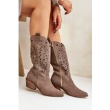Lewski Shoes Suede Boots With Perforated Shaft Brown Zazoo 3609 Cijene