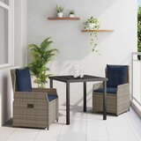 vidaXL Komplet za jedilnico v vrtu 3 pcs Siva Poly ratan Cene