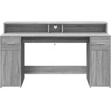  Radni stol s LED svjetlima siva boja hrasta 160x55x91 cm drveni | shoptok.hr