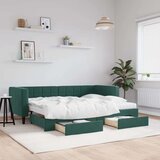 vidaXL Izvlečna dnevna postelja s predali temno zelena 80x20 | Shoptok.si