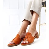  Brown heeled mules with strap embellishment Gariend | Shoptok.si