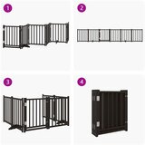 vidaXL Ograda za pse z vrati zložljiva 6 panelov črna 300cm jelka | Shoptok.si