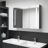 LED kupaonski ormarić s ogledalom 89 x 14 x 62 cm sjajni sivi | shoptok.hr