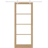  Klizna vrata Prirodna 93 x 232 cm Masivna borovina i staklo | shoptok.hr