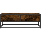 vidaXL Klubska mizica dimljeni hrast 100x50x35 cm inž. les in kovina | Shoptok.si