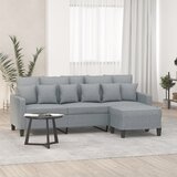 vidaXL Kavč trosed s stolčkom za noge svetlo siv 180 cm blago Cene