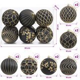  Set božićnih kuglica XL 12 kom. Crna i zlatna 10 cm Polistiren | shoptok.hr