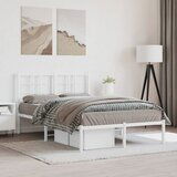 Maison Chic Kovinski Posteljni okvir - Dvoposteljna postelja - Zakonska postelja z vzglavjem bel 120x200 cm, (21692953) | Shoptok.si