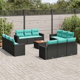  Vrtna garnitura - 13-dijelni set vrtnih sofa s jastucima poliratan crni - Crna 1 | shoptok.hr