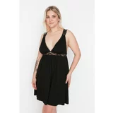 Trendyol Curve Black Lace Knitted Nightgown