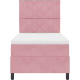 vidaXL Box Spring Krevet s Madracem Ružičasta Jedan Velur | shoptok.hr