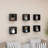 vidaXL Stenske police kockaste 6 kosov črne 22x15x22 cm | Shoptok.si