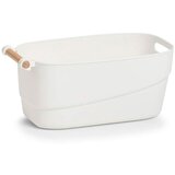 ZELLER Košara za odlaganje, bijela, 33,5 x 18,5 x 15 cm, plastika/drvo Cijene