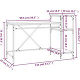  Radni stol s policama boja hrasta 135x50x90 cm drvo i željezo | shoptok.hr