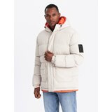 Ombre Men's sports warm jacket with double hood - ash Cene