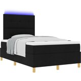 vidaXL Box Spring postelja z vzmetnico in LED črna 120x200 cm tkanina | Shoptok.si