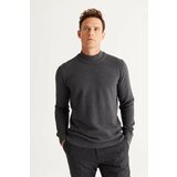 AC&Co / Altınyıldız Classics Men's Anthracite-Melange Recycle Standard Fit Half Turtleneck Cotton Patterned Knitwear Sweater cene